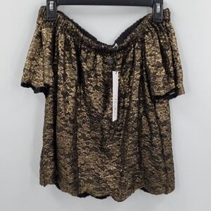Women's Parker Gold Off Shoulder Top Blouse Size XS NEW A9